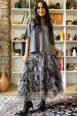 Ramone Marble Mesh Midaxi Skirt Black